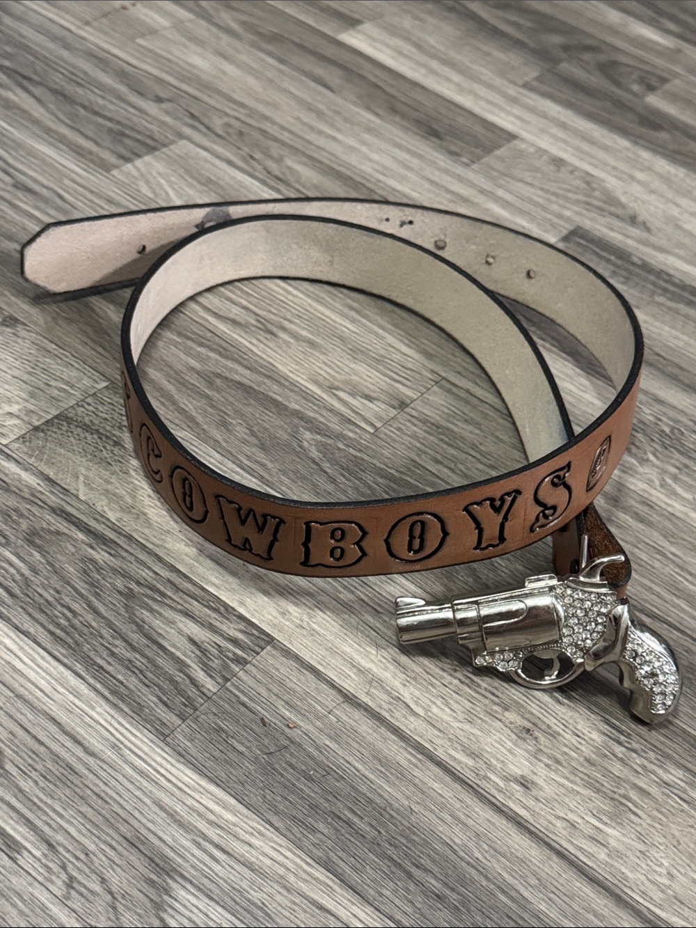Custom made Dallas Cowboys leather belt with bling belt buckle